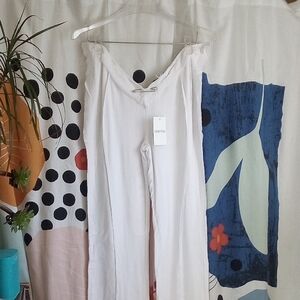 SAMI MIRO VINTAGE Ribbed White Double V Open Seam Pants NWT